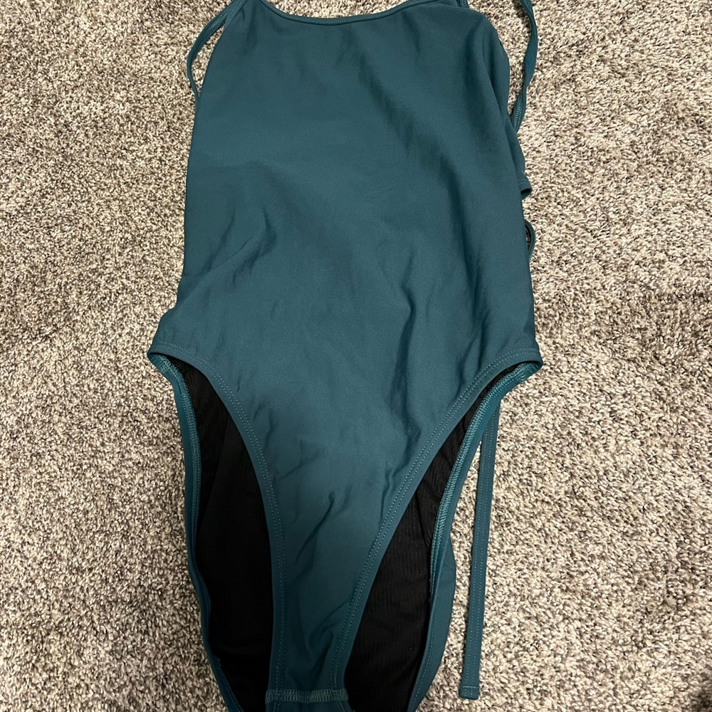 Jolyn Clothing Black and Teal Swimsuit